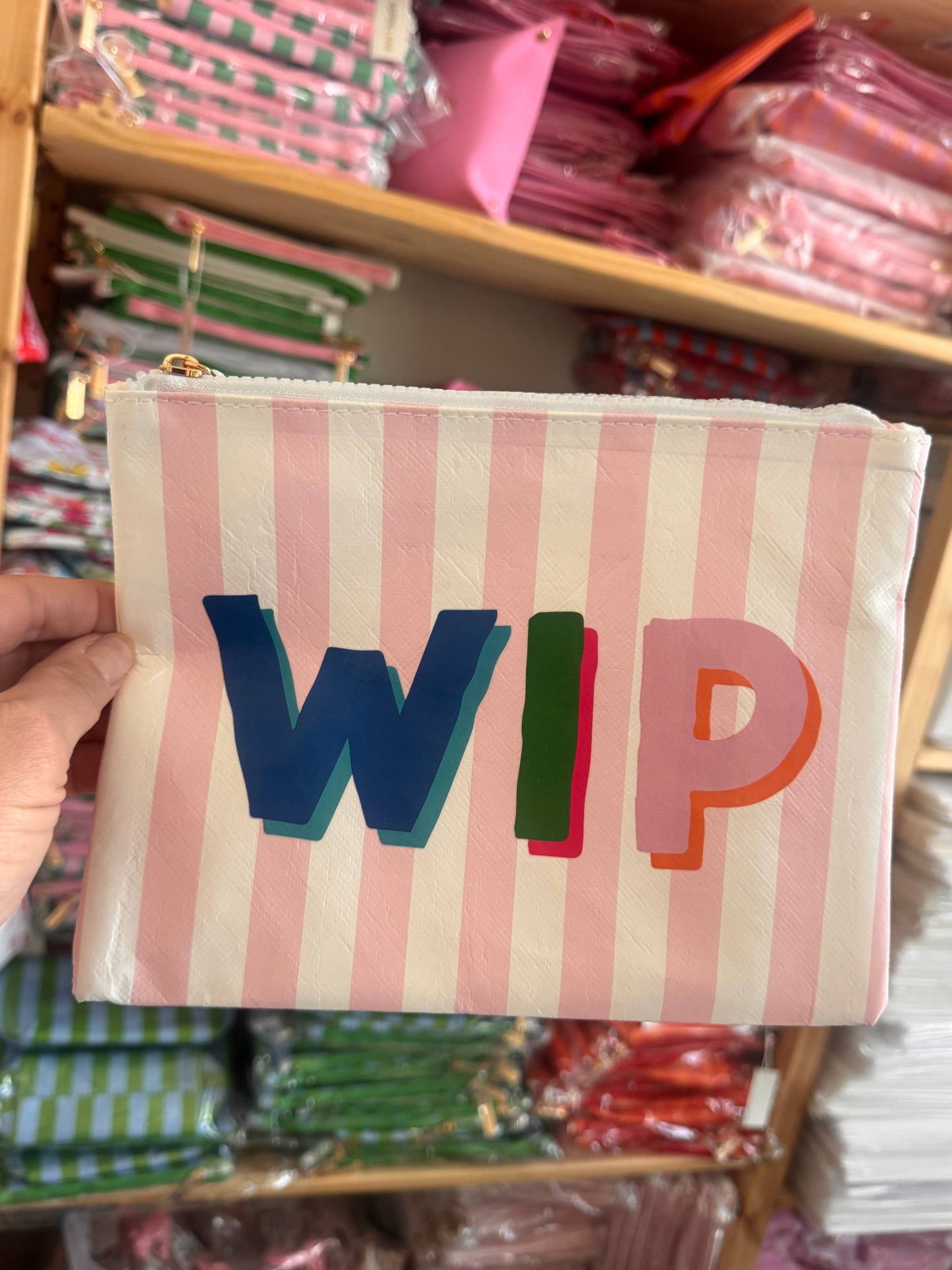 WIP NeedlepointProject Bag Stripe Pink Small Tyvek GB x AL