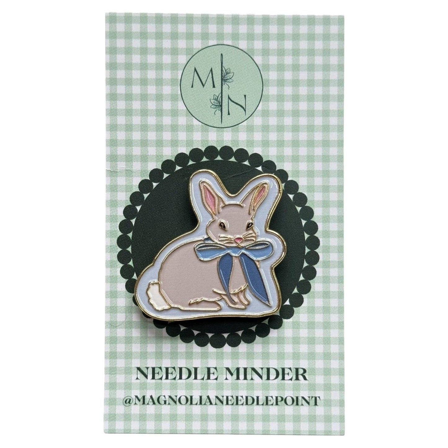 Blue Bow Bunny Needle Minder