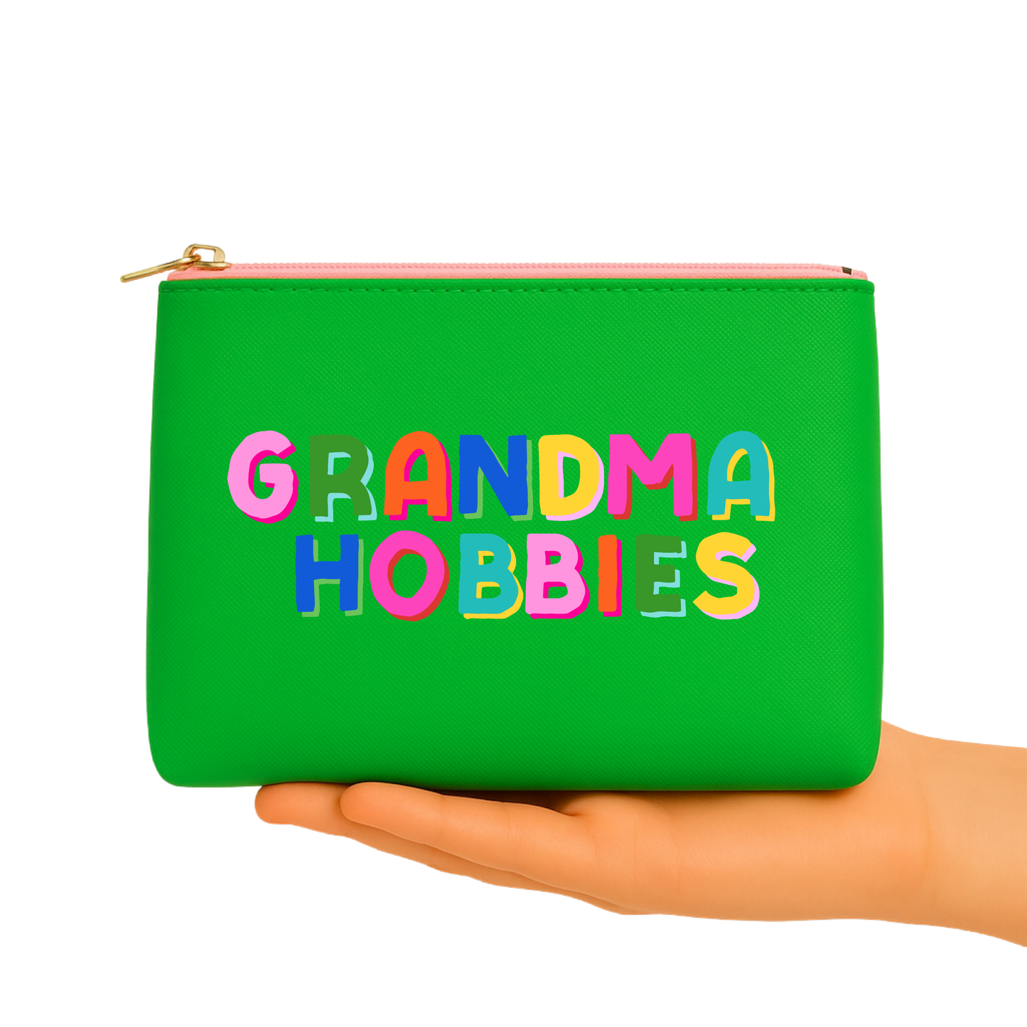Grandma Hobby Green Leather Needlepoint Project Bag | Small